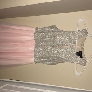 Pink and Gray Floral Homecoming Dress